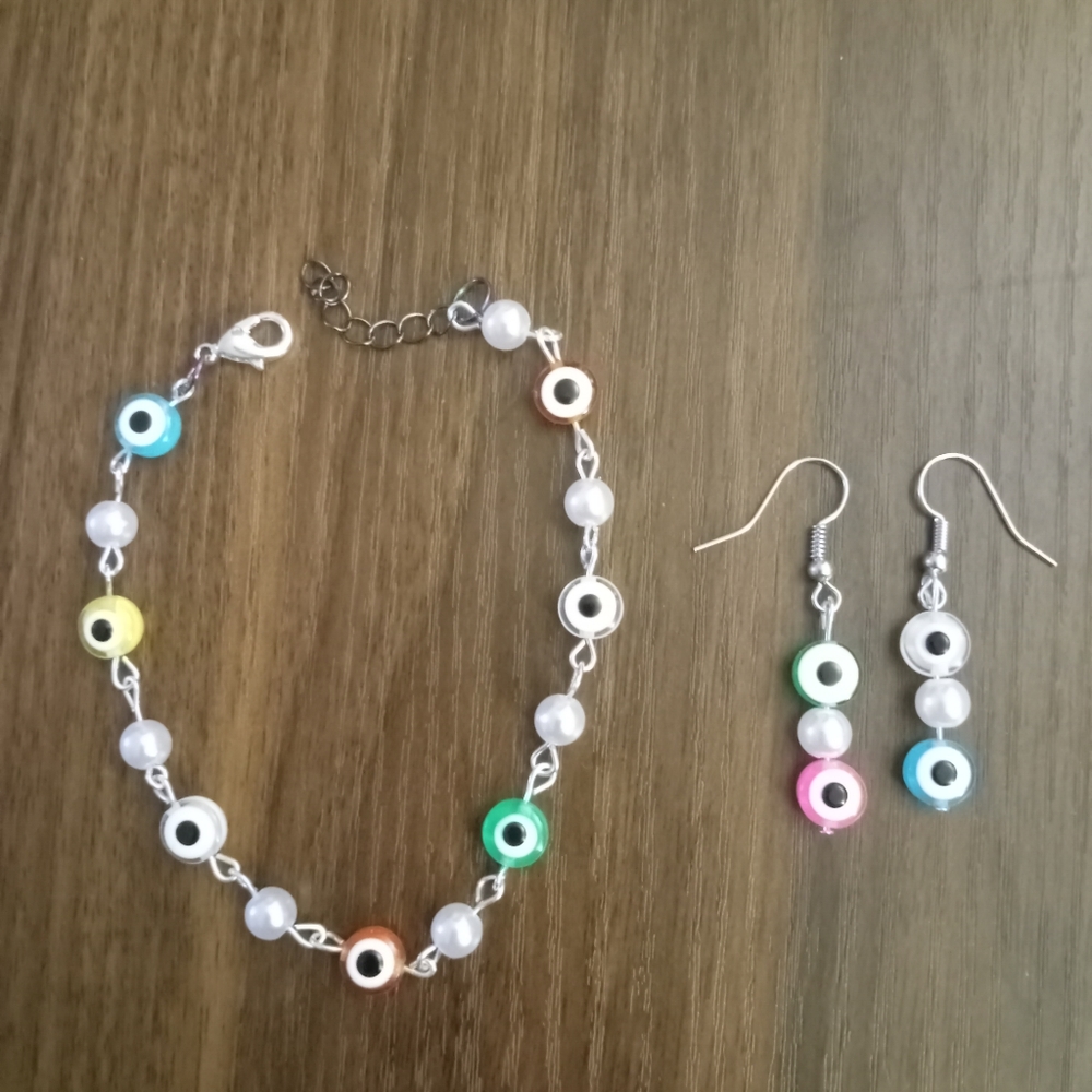 Handmade evil eye jewelry set